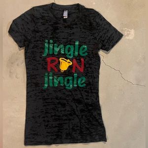 Black Burnout Custom Tee, Jingle Run Jingle, New, women’s size small